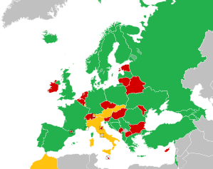 A coloured map of the countries of Europe