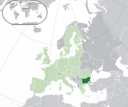 Location of  Bulgaria  (dark green)– in Europe  (green & dark grey)– in the European Union  (green)  –  [Legend]