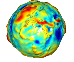 Image of globe combining color with topography.