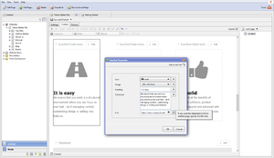 The C1 Console allow users to edit content. Here a page is being edited, showing the visual representation of three C1 Functions, one of which has its properties window open