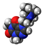 Ball-and-stick model of the etamiphylline molecule