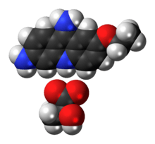 Ball-and-stick models of the component ions of ethacridine lactate