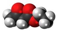 Space-filling model of the ethyl acetoacetate molecule