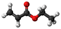 Ball-and-stick model of the ethyl acrylate molecule