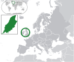 Map showing the Isle of Man in Europe