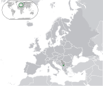 Map showing Kosovo in Europe