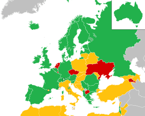 A coloured map of the countries of Europe