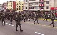 Photo of the Peruvian special forces carrying P90s during a parade