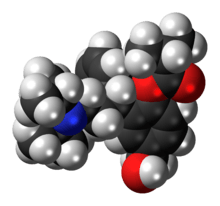 Space-filling model of the fesoterodine molecule