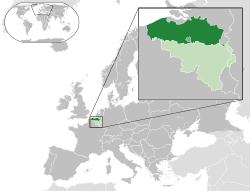 Flanders shown within Belgium and Europe