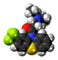 Space-filling model of the fluacizine molecule