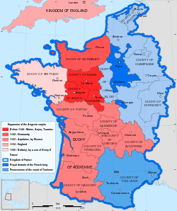 Map of King Henry the second's II's continental holdings in 1154, forming part of the "Angevin Empire"