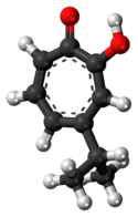 Ball-and-stick model of the hinokitiol molecule