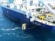 Global Marine's "Cable Innovator" with ROV on a subsea cable repair.