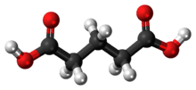 Ball-and-stick model of the glutaric acid molecule