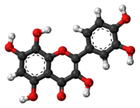 Ball-and-stick model of the gossypetin molecule