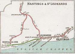 Map showing the line