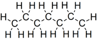 Skeletal formula of heptane of all implicit carbons shown, and all explicit hydrogens added