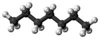 Ball-and-stick model of the heptane molecule