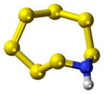 Ball-and-stick model of the heptasulfur imide molecule