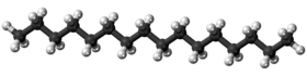 Ball-and-stick model of the hexadecane molecule