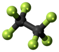 Ball-and-stick model of the hexafluoroethane molecule