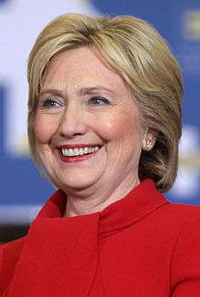 Hillary Clinton speaking at an event in Des Moines, Iowa