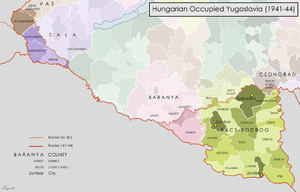 map of the occupied territories and their subdivisions under Hungarian rule