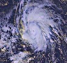 Satellite image of hurricane.