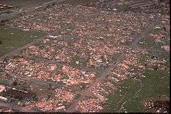 A community with nearly every trailer flattened