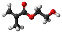 Ball-and-stick model of the hydroxyethyl methacrylate molecule