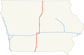 I-35 roughly divides Iowa into east and west halves