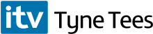 A blue box with the letters ITV in white text. To the right is the name 'Tyne Tees'.