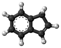 Ball-and-stick model of the indene molecule