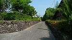 Small street lined with low stone walls.