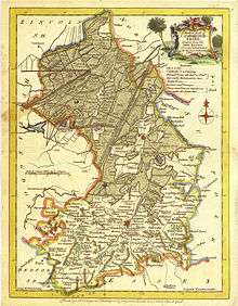 old yellowing map of east Cambridgeshire showing Isle of Ely surrounded by water