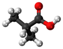 Ball-and-stick model of the isobutyric acid molecule