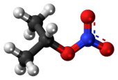 Ball-and-stick model of the isopropyl nitrate molecule