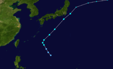 Tracking map of tropical storm