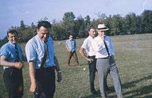 Vic Copps (in hat) at a Liberal Party of Canada fundraiser in Burlington, Ontario.