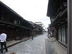 Street with traditional Japanese wooden houses