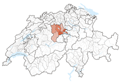 Map of Switzerland, location of Lucerne highlighted