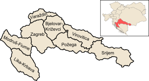 Map of counties of Croatia in 1886