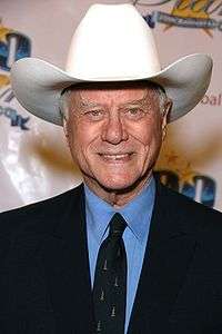 Hagman wearing a cowboy hat