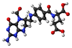 Ball-and-stick model of the folinic acid molecule