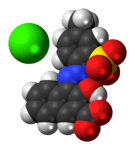 Space-filling models of the ions in Lithol Rubine BK