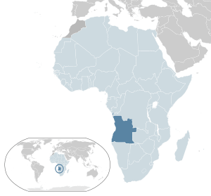 Location of  Angola  (dark blue)in the African Union  (light blue)