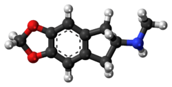 Ball-and-stick model of the MDMAI molecule