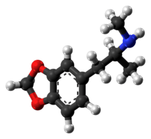 Ball-and-stick model of an MDMA molecule