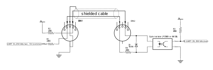 MIDI interconnection schematic